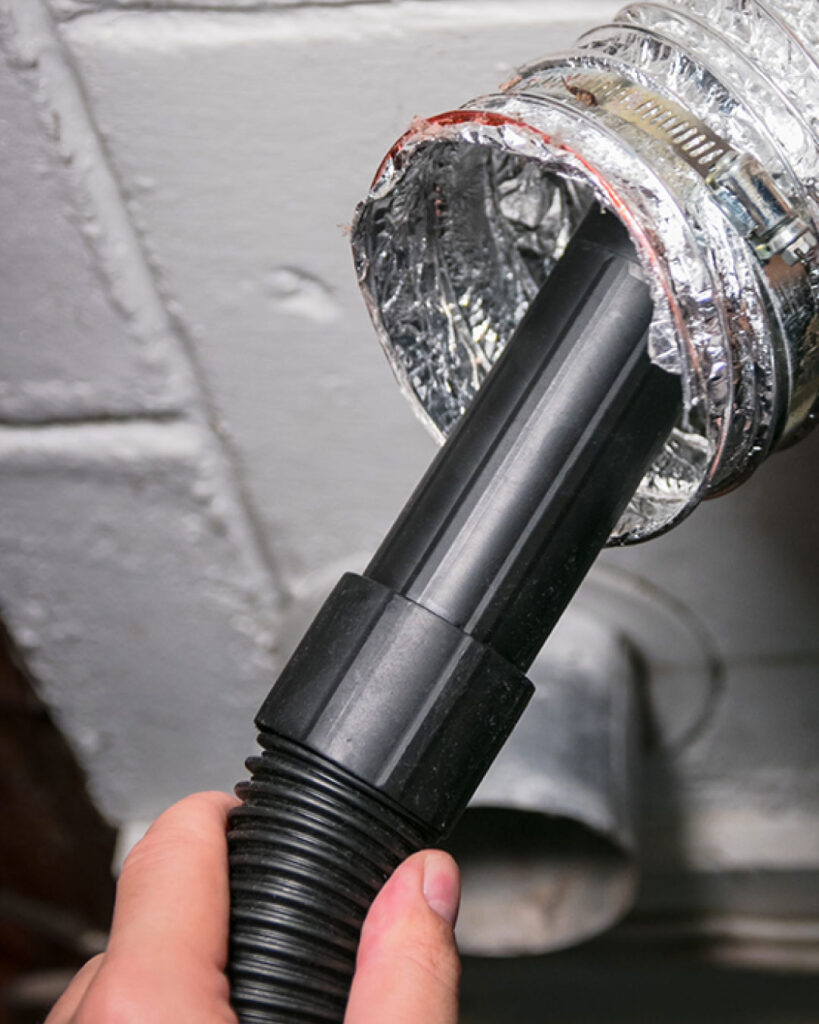 Dryer vent cleaning process by certified technician