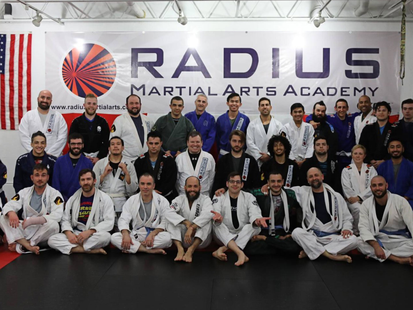 Instructors and students training at Radius Martial Arts Academy in Fairfield, CT