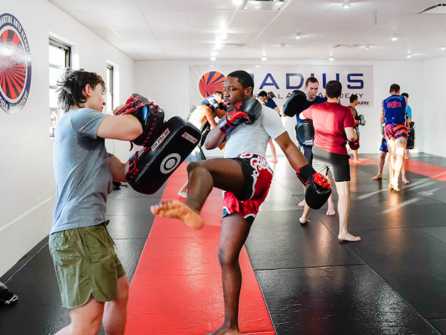 Adult Muay Thai training at Radius Martial Arts Academy in Fairfield, CT